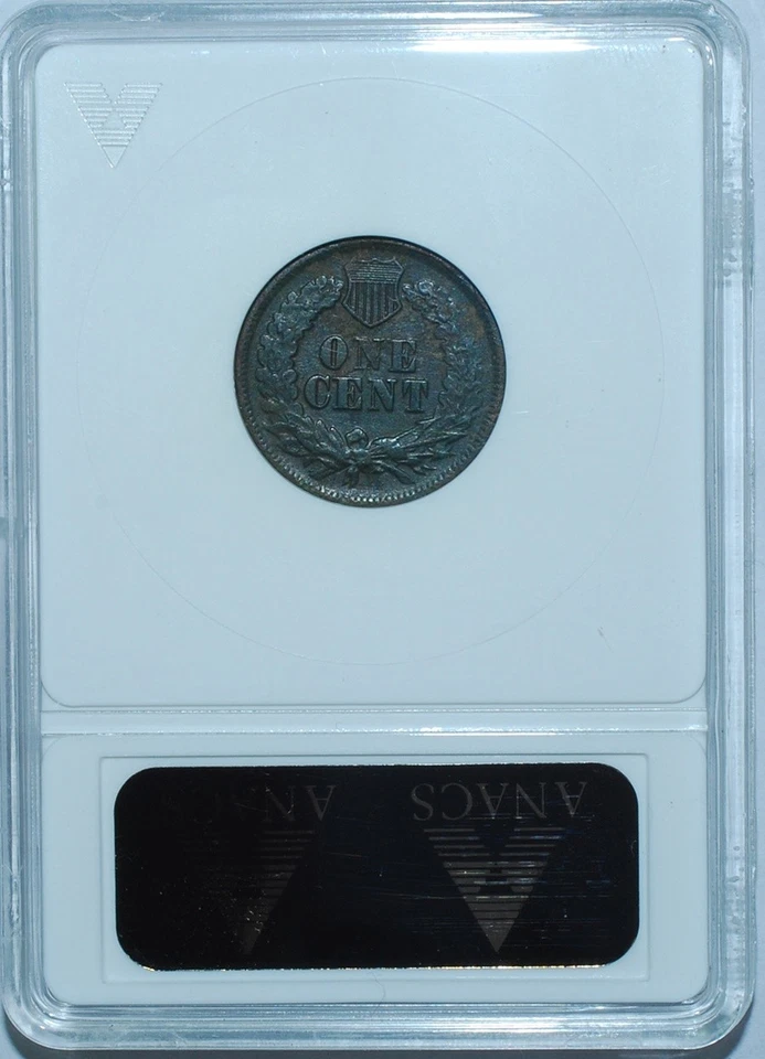 1864 ANACS XF Details FS-2302 L on Ribbon RPD Repunched Date Indian Cent - Image 2 of 3