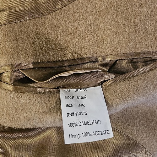 Bill Blass Camel Hair Jacket Mens 44R Tan 2 Button Suit Coat Blazer Read - Picture 12 of 14