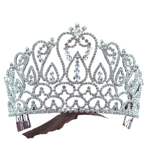 Rhinestone Tiara Crown, Crystal Heart With Comb  in Case. Child/Adult Girls Clear Rhinestone Heart Tiara with Comb – ABC Fashion main image 4