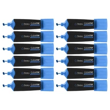 12 Thornton's Office Supplies ClearTip Highlighters, 5.0mm, Chisel Tip, Blue