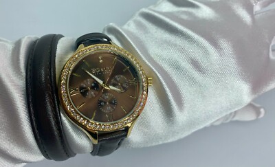 SO & CO New York Double Wrap Leather Band Watch Brown & Gold  display picture 1