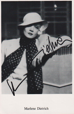 MARLENE DIETRICH Original Autogramm signierte Postkarte Top Portrait