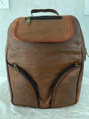 Rucksack Reise Laptop Vintage 16'' Echt Herren Leder Reißverschluss Backpack T...