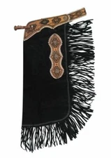  Showman ® suede leather chinks with floral tooling. 