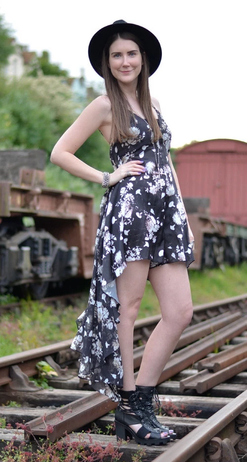 Playsuit with cheap maxi chiffon overlay