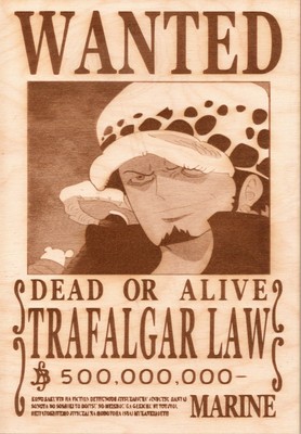 One Piece Law Wooden Wanted Poster Ebay