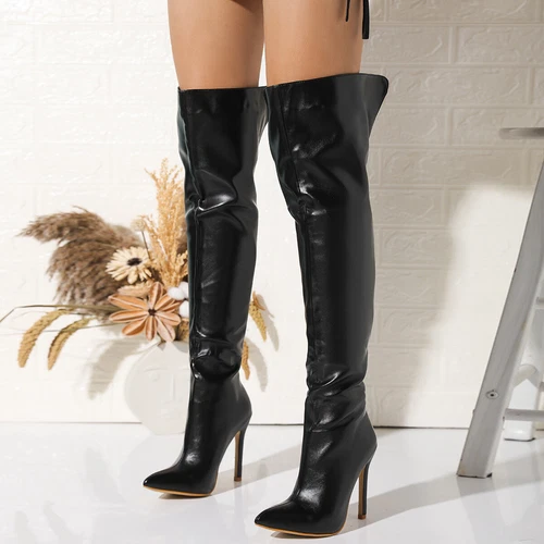 Fashion Over The Knee High Heels Boots Womens Back Zipper Sexy Thigh Boots Shoes