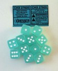 Chessex Dice d6 Sets 16mm Frosted Teal w/ White Six Sided Die 12 Set CHX 27605