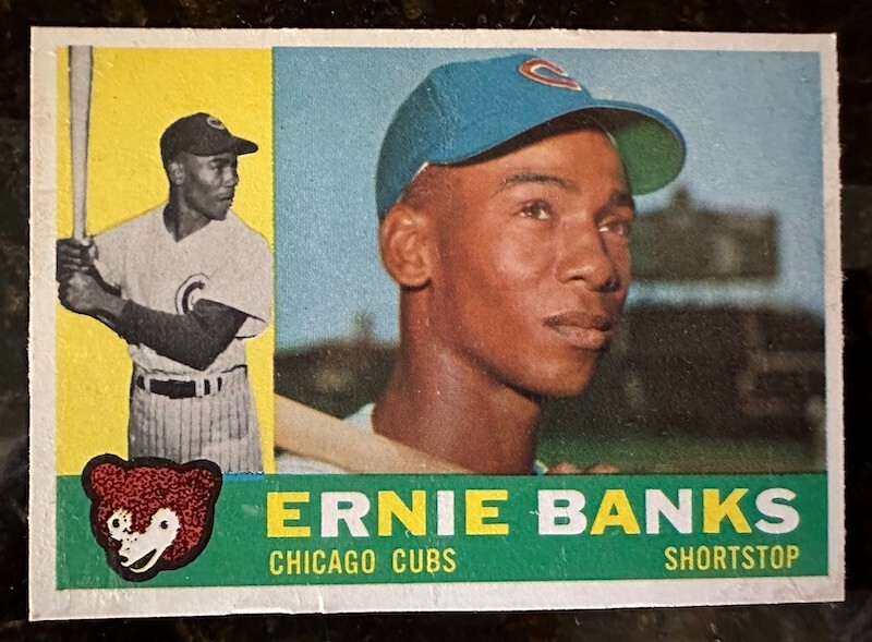 1960 Topps Ernie Banks #10 Chicago Cubs HOF Shortstop Vintage Baseball Card
