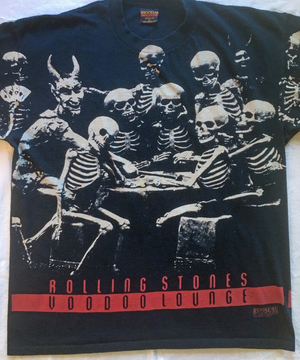Rolling Stones Voodoo Lounge Tour 1994 T-Shirt sz XL USA Skeleton