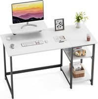 Schreibtisch 120Cm Mit Stauraum MonitorstäNder BüRotisch Weiß Home Office
