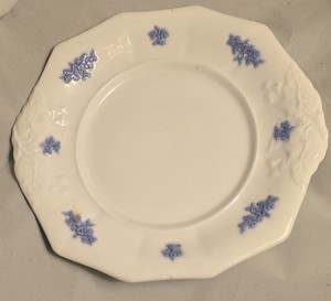 ANTIQUE Bridgwood & Son Porcelaine Opaque Flow Blue Flowers Plate - 10"