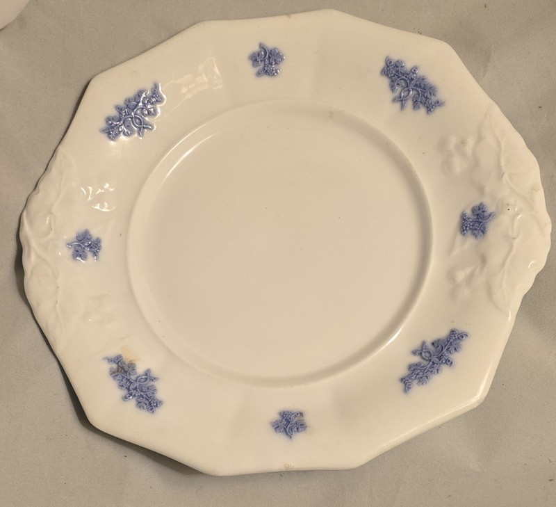 ANTIQUE Bridgwood & Son Porcelaine Opaque Flow Blue Flowers Plate - 10"