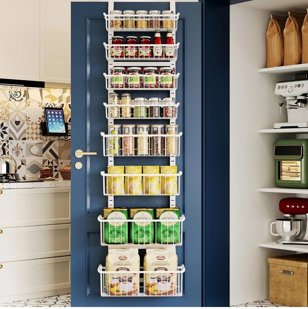 Pantry Organizer, 8-Tier Over The Door Organizer with Adjustable Baskets New