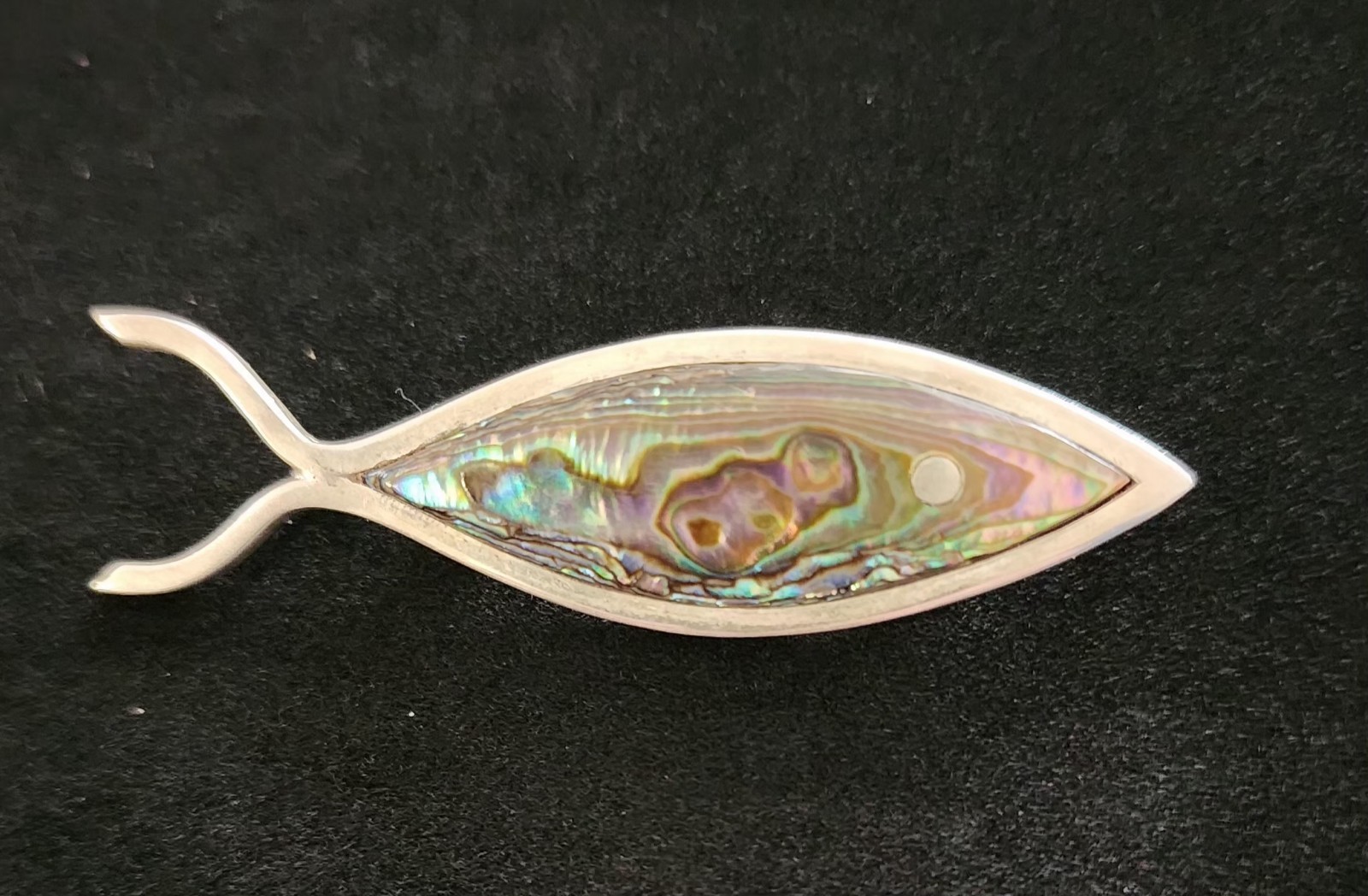 REDUCED!  Vintage Sterling Silver Abalone Fish Pendant