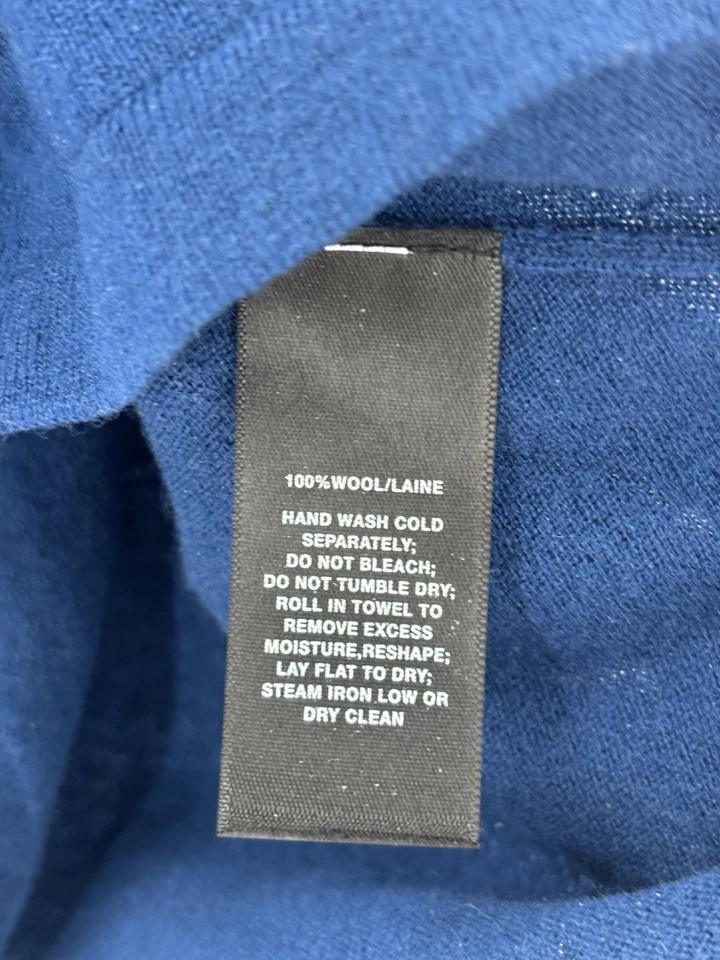 Conjunto Suéter Blusa Lafayette 148 Mujer Azul Medio 100% Lana Bolsillos Magnéticos Foto 4 de 4