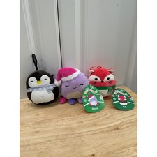Squishmallows 4" Fifi Fox Beula Octopus Luna Penguin Holiday Christmas Ornaments
