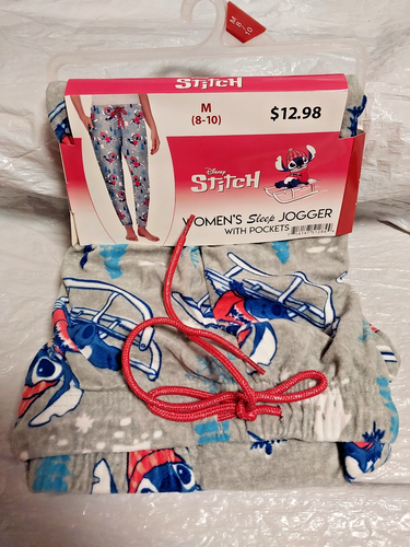 Disney Lilo & Stitch Pajama Pants Jogger Drawstring Pockets Womens Medium (8-10)