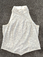 Vintage Papell Boutique Silk Beaded Halter Top Size SP Cropped Evening Cocktail