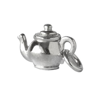 925 Sterling Silver Teapot Charm 3D Pendant Traditional Tea Party Jewellery