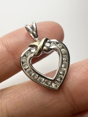 Ross Simons 925 Sterling Silber Gold Bicolor C Z Herz Anhänger