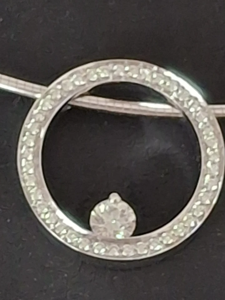 COLLAR GARGANTILLA COLGANTE DIAMANTE GENUINO MOVADO ONO LE ORO BLANCO 18K CON P Foto 4 de 4