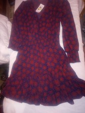 Michael Kors Medium Ruffle Red, Navy Dress NWT Floral