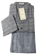 Pier Mori's Classic Men’s Flannel Pajama Set, Blue/Grey, 100% Cotton XXL 56