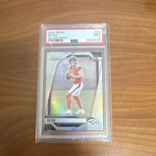 2024 Panini Prizm Silver Prizm Rookie Bo Nix #309 PSA 9 Denver Broncos