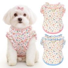 2 Pack Floral Dog  Cat Dress with Tutu Skirt - Breathable Stretch Pet Clothe...