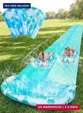 22.5FT Water Slide and 2 Inflatable Boards, Extra Long Heavy Duty Double L