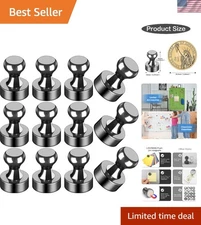 12 Pcs Strong Black Fridge Magnets - Perfect for Home & Office Organization