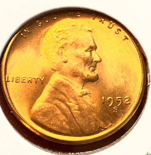 1952-S Lincoln Wheat Cent Penny GEM RED BU From an Original Bank Roll