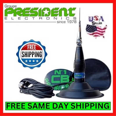 President MLA-145 Magnet Mount CB Radio Antenna, 54'' Stainless Steel Whip & Coax