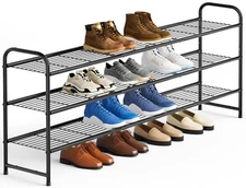 KEETDY 3-Tier Long Shoe Rack for Closet Metal Shoe Organizer for Entryway, Wide