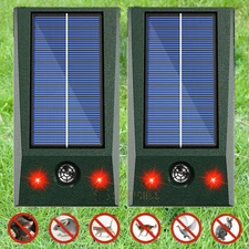 LED Flash Solar Ultrasonic Animal Repellent Dog Cat Skunk Deer Raccoon Garden