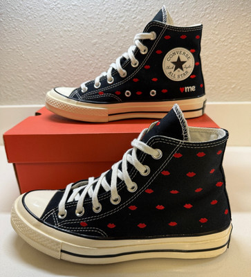 Converse Chuck 70 Embroidered Lips High Love Me Black- Men Size 6 / Women Size 8