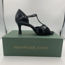 Ray Rose Gemini Black Patent Suede Medium 2.5 Flared Heel Size UK 6.5 US 8.5