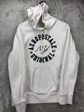Aeropostale Hoodie Mens Medium White NY Original 1987 Pullover Sweatshirt Logo