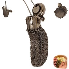 Handmade 1920's English Coin Purse, Victorian Silver Twist Lid Gate Mesh Purse