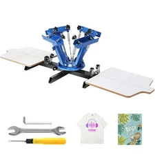 Silk Screen Printing Machine 4 Color 2 Station Print Cutting DIY T-shirt