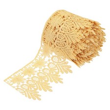 3 Inch Wide 10 Yard Lace Ribbon Floral Pattern Khaki Embroidered Lace Trim