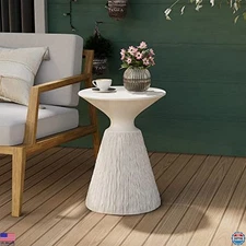 COSIEST Mushroom-Shaped Outdoor Accent Table - Lightweight MgO Patio Side Table