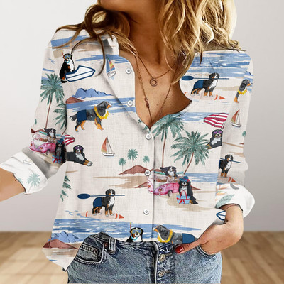 Basset Hound Dog Shirt Dog Mom Blouses Shirt Women Blouse Tropica