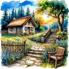 Landscape Diamond Painting Kits for Adults, 5D Full Drill Round Diamond Art Kits