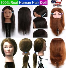 Cosmetology Mannequin Head 100 Real Human Hair Hairdressing Training Doll USA