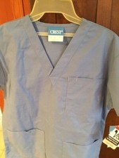 CREST UNIFORMS SCRUB V NECK TOP NURSING UNIFORM STYLE 203 CEIL BLUE NEW SIZE XS
