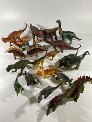 Dinosaur Figure Large Toy Lot 22 Mixed Plastic PVC Rubber