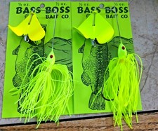 NEW LONG SHANK CHARTREUSE BASS BOSS BUZZ BAITS-MUSKY AND PIKE GRADE-BIG HOOKS