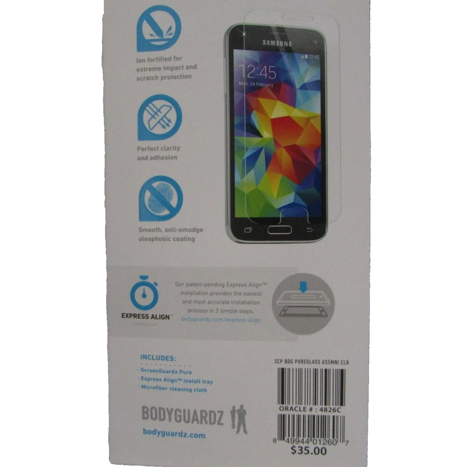 BodyGuardz Pure Tempered Glass Screen Protector Samsung Galaxy S5 Mini Brand New - Image 2 of 4